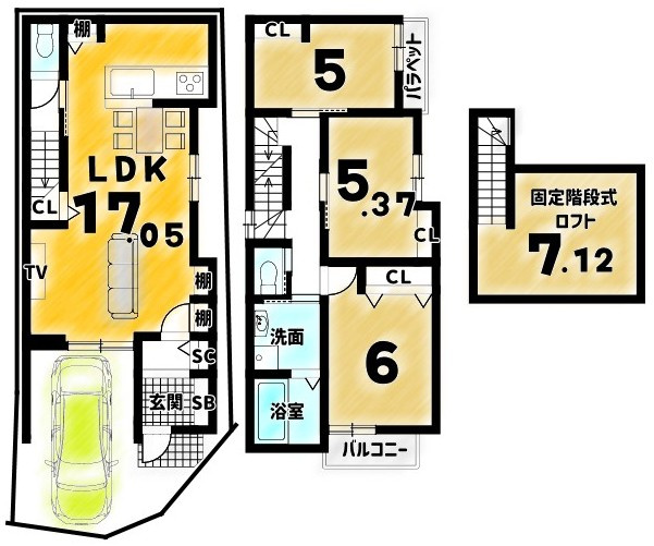 太秦朱雀町　2階建プラン　条件付土地