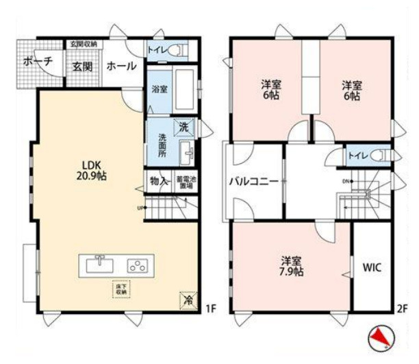 北本市宮内1丁目　中古戸建の間取り|北本市宮内1丁目　中古戸建・2LDK・土地面積142.03m2・建物面積101.99m2