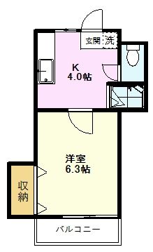 【間取り】 | グリーンコーポ | グリーンコーポ、102号室、１Ｋ