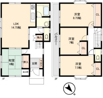 神戸市東灘区御影山手5丁目　中古戸建の間取り