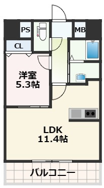熊本市中央区琴平２丁目の賃貸マンションの間取り