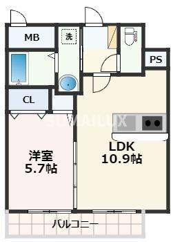 熊本市中央区世安１丁目の賃貸マンションの間取り