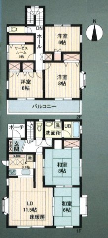 あきる野市牛沼　中古戸建の間取り