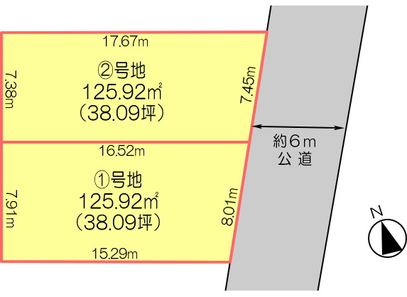 伊奈町西小針３丁目　売地全２区画の土地図