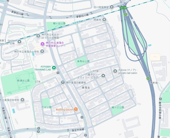 神戸市須磨区東落合　新築一戸建ての地図