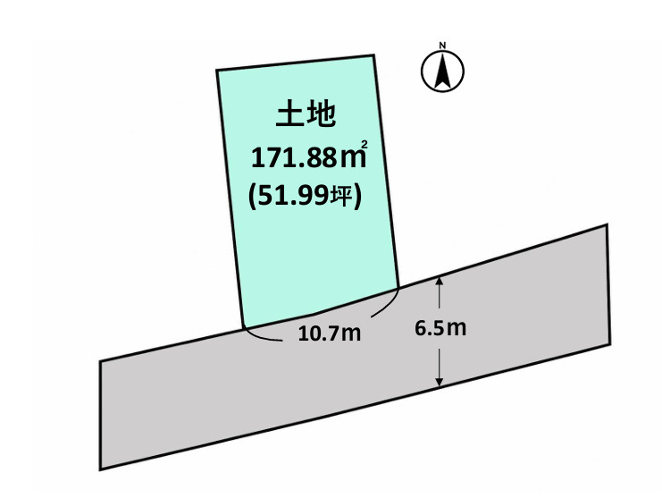 売土地　焼津市石津港町の土地図|整形に近く、住宅プランを検討しやすい敷地。前面道路が広めで開放感のある立地です。