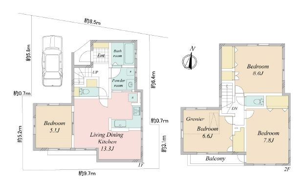【間取り】 | 練馬区富士見台3丁目　中古戸建て | 4LDK×南向きでゆとりある快適な暮らしを♪