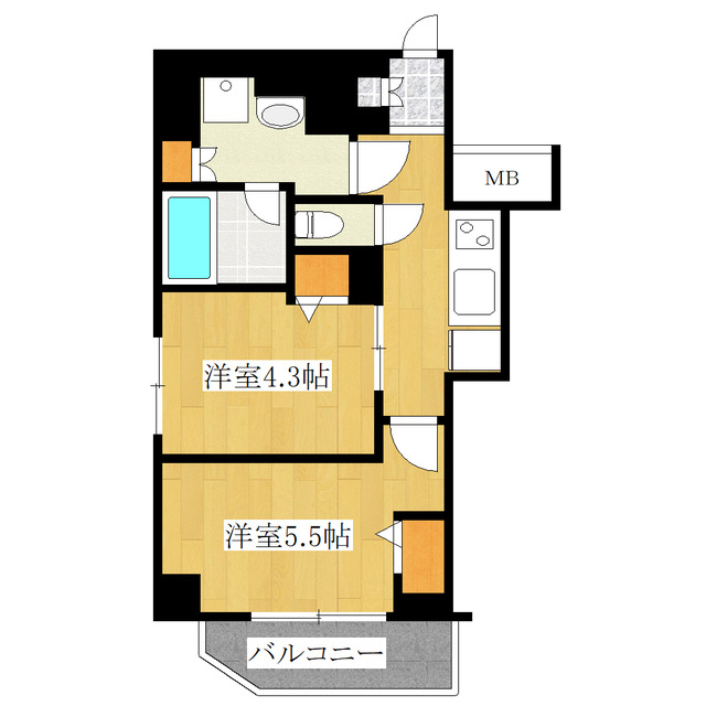 ティモーネグランデ田端の間取り|2020年2月築☆2Kの間取りです☆