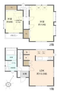 二子一丁目中古戸建の間取り