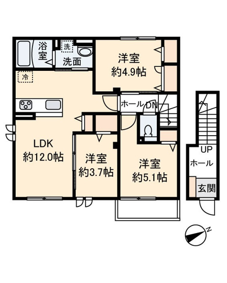 【間取り】 | (仮称)レトアデュエット磯子区田中B