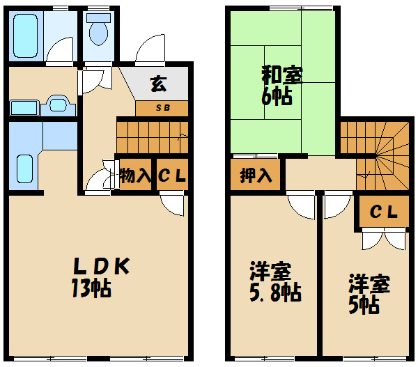 タウンハウス北別府の間取り