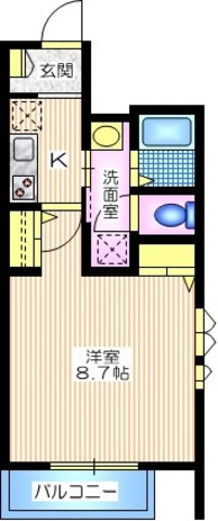 ブランメゾン妙蓮寺の間取り|最上階東南角部屋２面採光　ゆとりの１K２６．４１平米