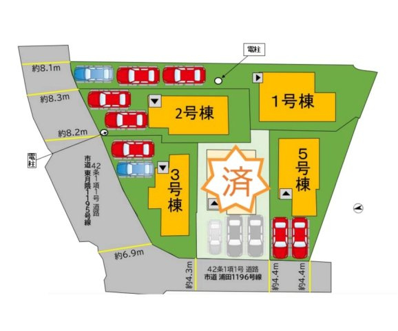 【区画図】 | 福岡市博多区浦田1丁目11期　5号棟（全5棟）【仲介手数料無料・0円】 | 区画図です。5号棟