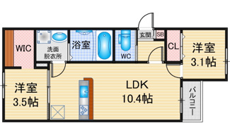 【間取り】 | ilusion本陣北 | 略図の為、現状優先