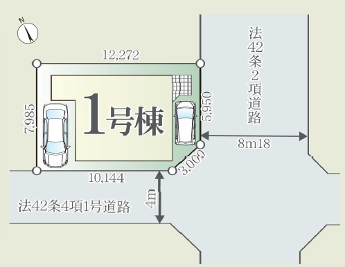 越谷市赤山町新築戸建ての区画図