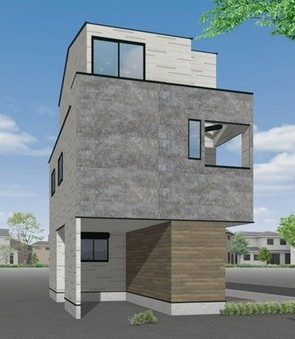 目黒区緑が丘　新築戸建の外観パース