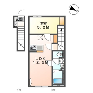 【間取り】 | (仮)リバーテラス渡橋町１LDK／１ＬＤＫ