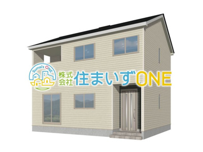 【外観パース】 | 【新築分譲住宅　～クレイドルガーデン～】 山形市印役町　第８　☆全2棟☆ | ☆1号棟☆
４ＬＤＫ
駐車3台可◎
周辺環境に溶け込みやすいシンプルなデザインが魅力です！