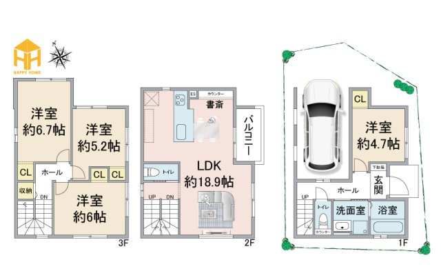 テラシエ長洲東通2丁目新築一戸建て│4LDK+駐車１台可の間取り|※現況と図面が異なる場合現況を優先いたします。
