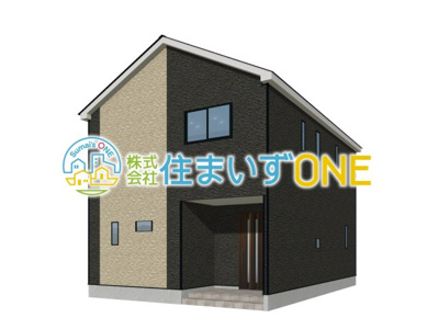 【外観パース】 | 【新築分譲住宅　～クレイドルガーデン～】 山形市桜田西　第3　☆全2棟☆ | ☆1号棟☆
４ＬＤＫ
駐車3台以上可◎
周辺環境に溶け込みやすいシンプルなデザインが魅力です！