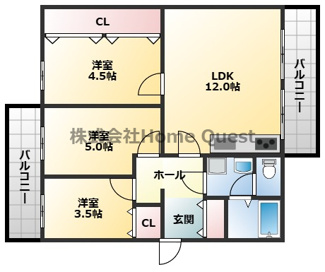 【間取り】 | フラワリータウン志紀A棟