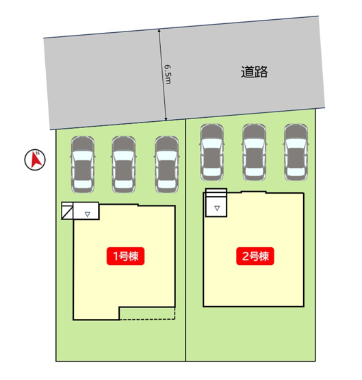 【区画図】 | 【新築分譲住宅　～ LIGARE　リガーレ～　】山形市上町１丁目　1期2棟 | 全２区画の分譲住宅です♪