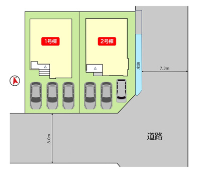 【区画図】 | 【新築分譲住宅　～ LIGARE　リガーレ～　】山形市北町4丁目　1期2棟 | 全２区画の分譲住宅です♪