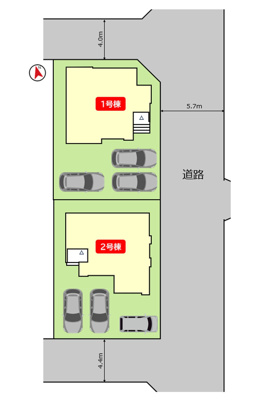【区画図】 | 【新築分譲住宅　～ LIGARE　リガーレ～　】山形市五十鈴2丁目　1期2棟 | 全２区画の分譲住宅です♪