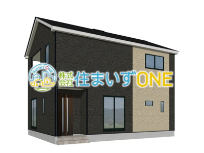 【外観パース】 | 【新築分譲住宅　～クレイドルガーデン～】 東根市蟹沢　第5　☆全3棟☆ | ☆2号棟☆
4ＬＤＫ
駐車2台可◎
周辺環境に溶け込みやすいシンプルなデザインが魅力です！