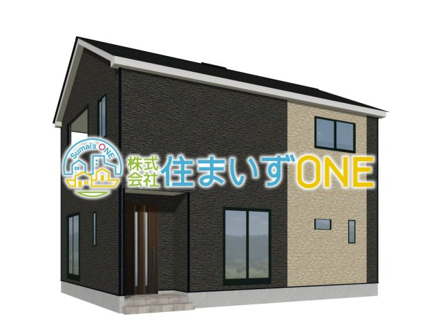 【外観パース】 | 【新築分譲住宅　～クレイドルガーデン～】 東根市蟹沢　第5　☆全3棟☆ | ☆2号棟☆
4ＬＤＫ
駐車2台可◎
周辺環境に溶け込みやすいシンプルなデザインが魅力です！