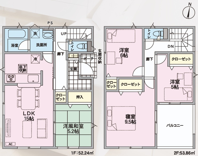【間取り】 | 【新築分譲住宅　～クレイドルガーデン～】 　山辺町山辺　第13　全1棟 | (1号棟)、価格2350万円、4LDK、土地面積210.19㎡、建物面積106.1㎡ 