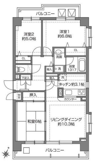 【間取り】 | コモダス千歳烏山
