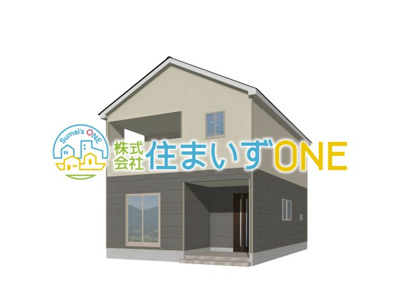 【外観パース】 | 【新築分譲住宅　～クレイドルガーデン～】 寒河江市仲谷地　第4　☆全3棟☆ | ☆2号棟☆
４ＬＤＫ＋S
駐車3台可◎
ベージュとグレーのツートンカラーです！優しい印象の住まいです♪