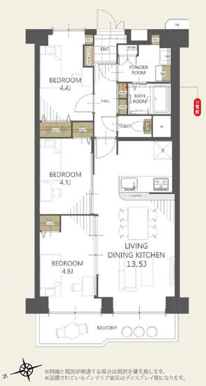 【間取り】 | 今里グリーンハイツ | 【全洋室3LDK】室内水廻り設備一新！建具新調、配管更新、フルリノベーション済み☆バス追炊機能・浴室乾燥機・TVモニターホン完備☆アフターサービス保証付き☆24時間365日緊急対応サービス付きです☆