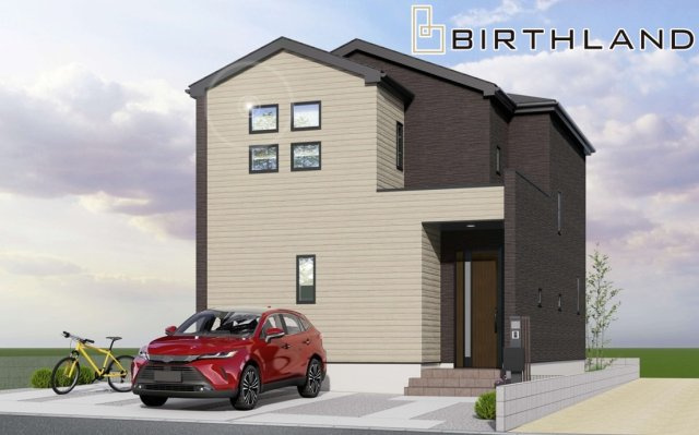 新築戸建・新築建売　郡山市台新一丁目　開成小・第一中の外観パース|〈1号棟〉2026年9月完成予定です！現地ご案内いたします♪お気軽にお問い合わせください！