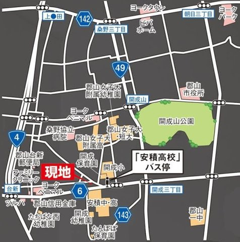 新築戸建・新築建売　郡山市台新一丁目　開成小・第一中の地図|現地案内図