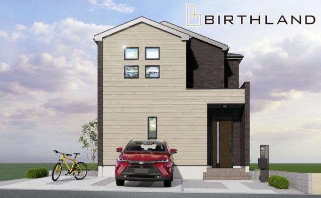 新築戸建・新築建売　郡山市台新一丁目　開成小・第一中の外観パース|完成予想図