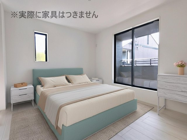 新築戸建・新築建売　郡山市台新一丁目　開成小・第一中の洋室|画像はバーチャルホームステージングの加工による演出で、実際の家具は付きません。