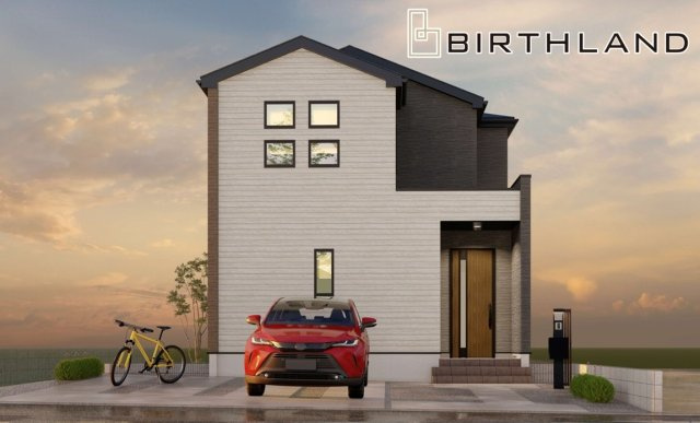 新築戸建・新築建売　郡山市台新一丁目　開成小・第一中の外観パース|完成予想図
