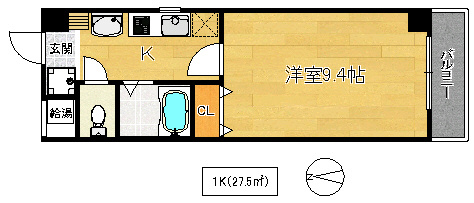 東大阪市高井田本通７丁目の賃貸マンションの間取り