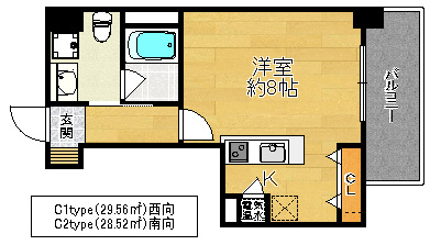 大阪市鶴見区鶴見４丁目の賃貸マンションの間取り