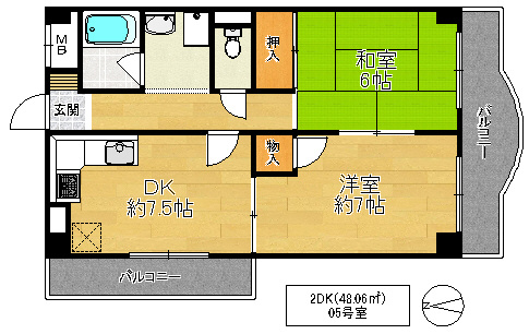 大阪市鶴見区今津北４丁目の賃貸マンションの間取り