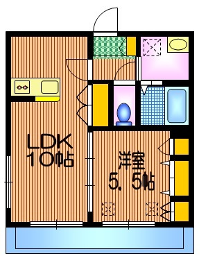 メゾン　ド　レスポワールの間取り|角部屋2面採光　浴室追焚　ガス2口システムキッチン
