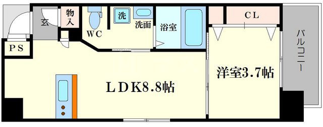 大阪市西区南堀江４丁目の賃貸マンションの間取り