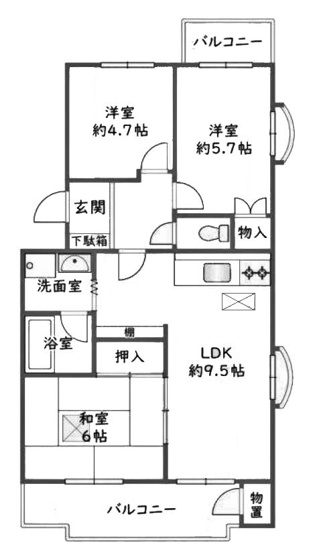 【間取り】 | エメラルドマンション十条大宮 | 専有面積60.41㎡