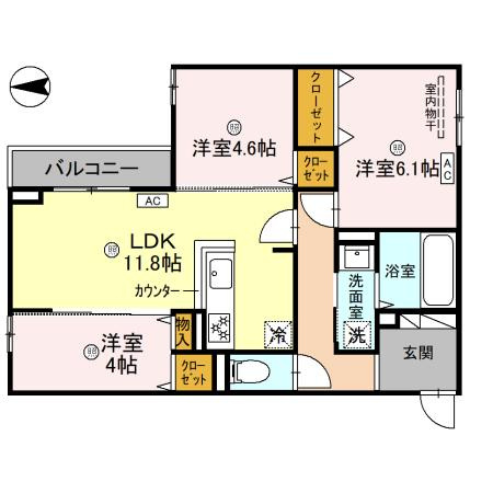 西宮市青木町のアパートの間取り