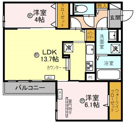 西宮市青木町のアパートの間取り
