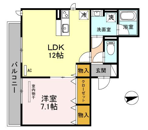西宮市若松町のアパートの間取り