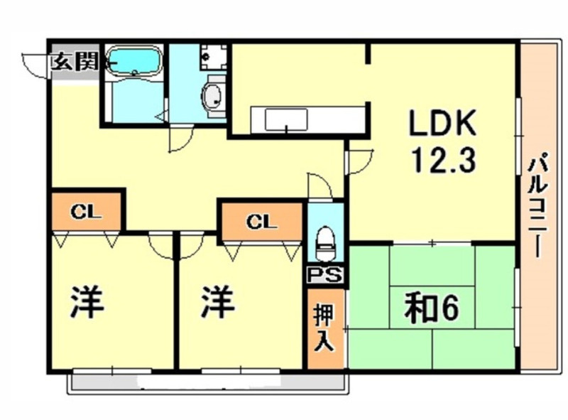 神戸市東灘区魚崎北町６丁目の賃貸マンションの間取り