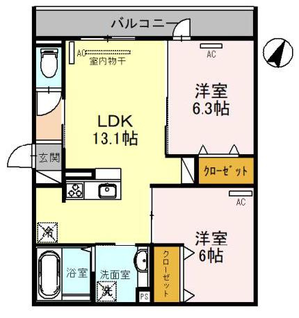 西宮市甲子園三保町のアパートの間取り